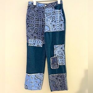 Boohoo Patchwork‎ Wide Leg Size 6 Jeans